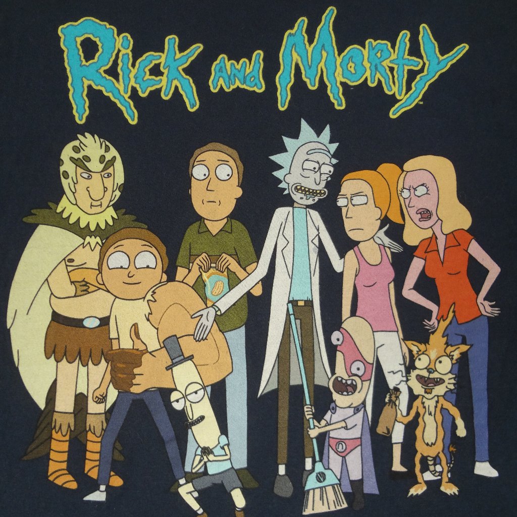 Rick & Morty Charaters Photo Dark Blue Small T-Shirt H1354